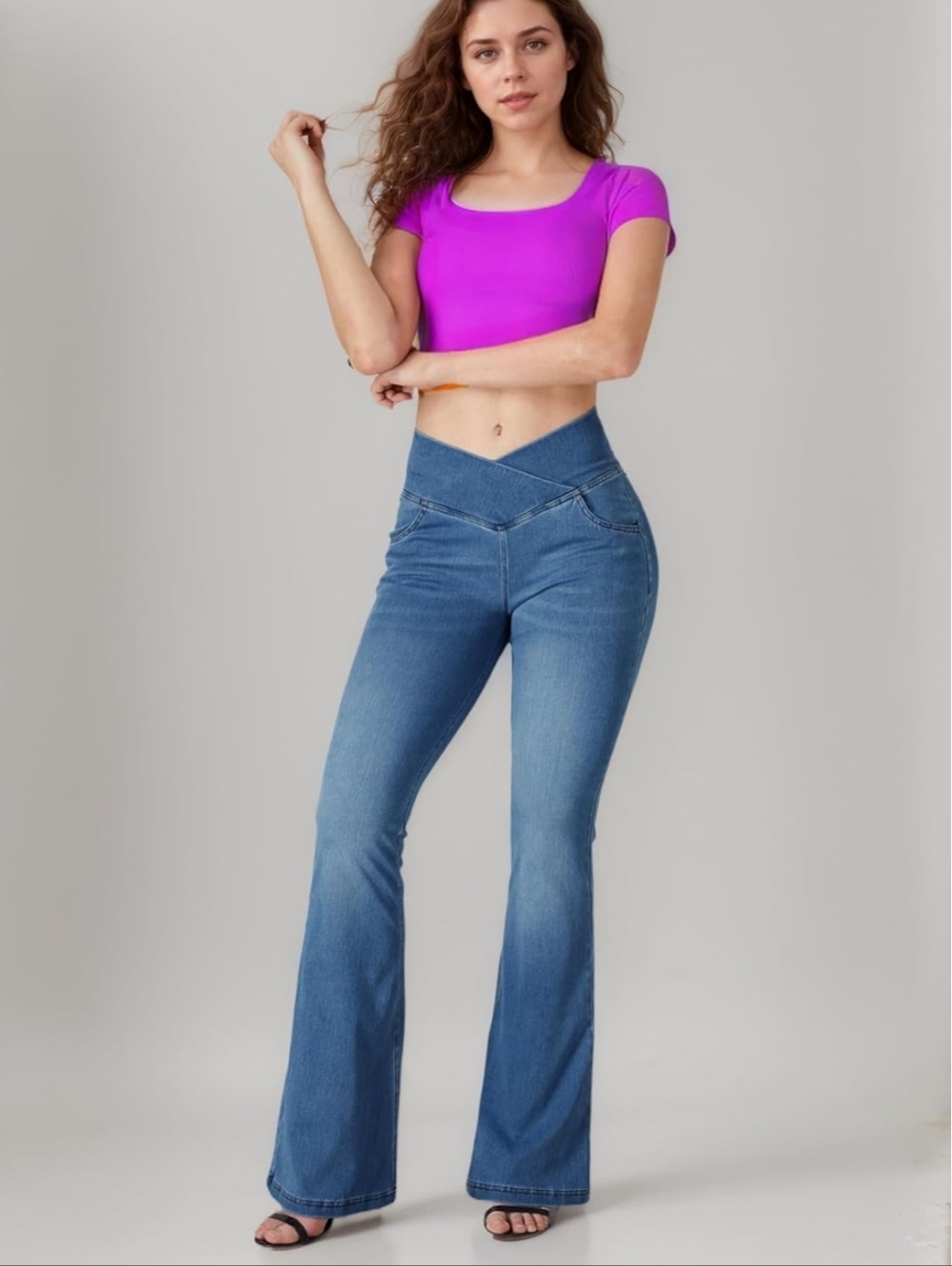 NWT Blue Rose High-Waist Flare Jeans in Light Blue - Picture 5 of 14